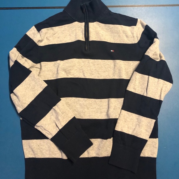 Men’s Tommy Hilfiger Striped Quarter Zip Sweater - Picture 2 of 3